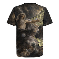 Greek God Of Chaos Rugby Jersey Cosmic Nebula Classical Art Greek Key Pattern