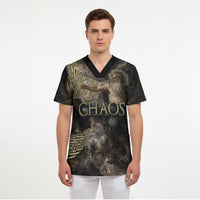 Greek God Of Chaos Scrub Top Cosmic Nebula Classical Art Greek Key Pattern