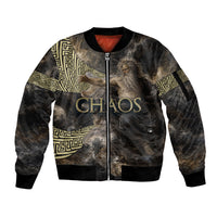 Greek God Of Chaos Sleeve Zip Bomber Jacket Cosmic Nebula Classical Art Greek Key Pattern