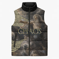 Greek God Of Chaos Sleeveless Puffer Jacket Cosmic Nebula Classical Art Greek Key Pattern