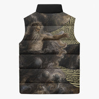 Greek God Of Chaos Sleeveless Puffer Jacket Cosmic Nebula Classical Art Greek Key Pattern