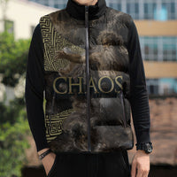 Greek God Of Chaos Sleeveless Puffer Jacket Cosmic Nebula Classical Art Greek Key Pattern