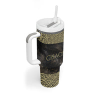 Greek God Of Chaos Tumbler With Handle Cosmic Nebula Classical Art Greek Key Pattern