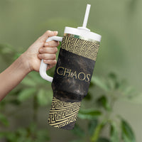 Greek God Of Chaos Tumbler With Handle Cosmic Nebula Classical Art Greek Key Pattern