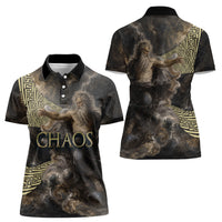 Greek God Of Chaos Women Polo Shirt Cosmic Nebula Classical Art Greek Key Pattern