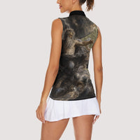 Greek God Of Chaos Women Sleeveless Polo Shirt Cosmic Nebula Classical Art Greek Key Pattern