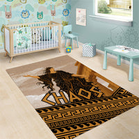 Greek Mythology Chaos Area Rug Ancient Temple Ruins Classical Art Greek Key Pattern
