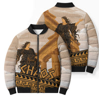 Greek Mythology Chaos Bomber Puffer Jacket Ancient Temple Ruins Classical Art Greek Key Pattern