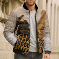 Greek Mythology Chaos Bomber Puffer Jacket Ancient Temple Ruins Classical Art Greek Key Pattern
