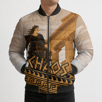 Greek Mythology Chaos Bomber Puffer Jacket Ancient Temple Ruins Classical Art Greek Key Pattern