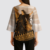 Greek Mythology Chaos Kimono Sleeve Blouse Ancient Temple Ruins Classical Art Greek Key Pattern