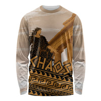 Greek Mythology Chaos Long Sleeve Shirt Ancient Temple Ruins Classical Art Greek Key Pattern