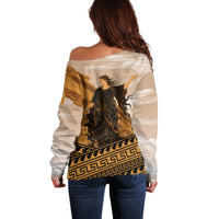 Greek Mythology Chaos Off Shoulder Sweater Ancient Temple Ruins Classical Art Greek Key Pattern