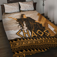 Greek Mythology Chaos Quilt Bed Set Ancient Temple Ruins Classical Art Greek Key Pattern