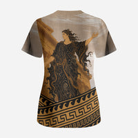 Greek Mythology Chaos Scrub Top Ancient Temple Ruins Classical Art Greek Key Pattern