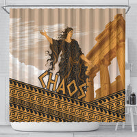 Greek Mythology Chaos Shower Curtain Ancient Temple Ruins Classical Art Greek Key Pattern