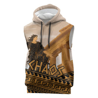 Greek Mythology Chaos Sleeveless Hoodie Ancient Temple Ruins Classical Art Greek Key Pattern