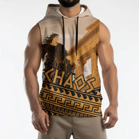 Greek Mythology Chaos Sleeveless Hoodie Ancient Temple Ruins Classical Art Greek Key Pattern