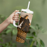 Greek Mythology Chaos Tumbler With Handle Ancient Temple Ruins Classical Art Greek Key Pattern