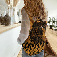 Greek Mythology Chaos Women Casual Shirt Ancient Temple Ruins Classical Art Greek Key Pattern