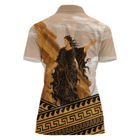 Greek Mythology Chaos Women Polo Shirt Ancient Temple Ruins Classical Art Greek Key Pattern