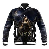 Greek Mythology Nyx Baseball Jacket Celestial Starry Night Classical Art Greek Key