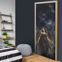 Greek Mythology Nyx Door Cover Celestial Starry Night Classical Art Greek Key