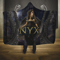 Greek Mythology Nyx Hooded Blanket Celestial Starry Night Classical Art Greek Key