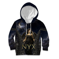 Greek Mythology Nyx Kid Hoodie Celestial Starry Night Classical Art Greek Key