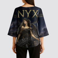 Greek Mythology Nyx Kimono Sleeve Blouse Celestial Starry Night Classical Art Greek Key
