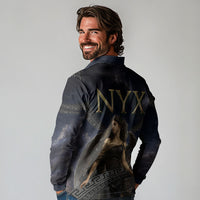 Greek Mythology Nyx Long Sleeve Polo Shirt Celestial Starry Night Classical Art Greek Key