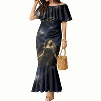 Greek Mythology Nyx Mermaid Dress Celestial Starry Night Classical Art Greek Key