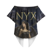 Greek Mythology Nyx Off Shoulder Wrap Waist Top Celestial Starry Night Classical Art Greek Key