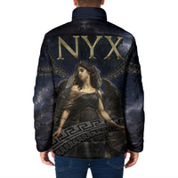 Greek Mythology Nyx Padded Jacket Celestial Starry Night Classical Art Greek Key