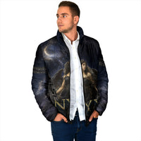 Greek Mythology Nyx Padded Jacket Celestial Starry Night Classical Art Greek Key