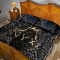 Greek Mythology Nyx Quilt Bed Set Celestial Starry Night Classical Art Greek Key