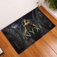 Greek Mythology Nyx Rubber Doormat Celestial Starry Night Classical Art Greek Key