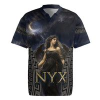 Greek Mythology Nyx Rugby Jersey Celestial Starry Night Classical Art Greek Key