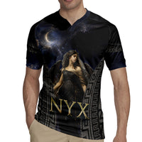 Greek Mythology Nyx Rugby Jersey Celestial Starry Night Classical Art Greek Key
