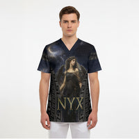 Greek Mythology Nyx Scrub Top Celestial Starry Night Classical Art Greek Key