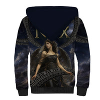 Greek Mythology Nyx Sherpa Hoodie Celestial Starry Night Classical Art Greek Key
