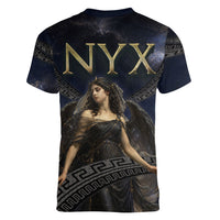 Greek Mythology Nyx Women V-Neck T-Shirt Celestial Starry Night Classical Art Greek Key