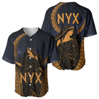 Greek Mythology Nyx Baseball Jersey Starry Night Classical Art Greek Key Pattern