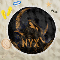 Greek Mythology Nyx Beach Blanket Starry Night Classical Art Greek Key Pattern