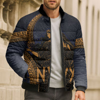 Greek Mythology Nyx Bomber Puffer Jacket Starry Night Classical Art Greek Key Pattern