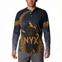 Greek Mythology Nyx Button Sweatshirt Starry Night Classical Art Greek Key Pattern