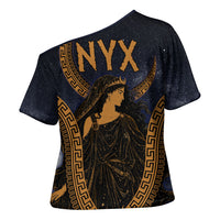 Greek Mythology Nyx Cross Shoulder Shirt Starry Night Classical Art Greek Key Pattern