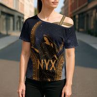 Greek Mythology Nyx Cross Shoulder Shirt Starry Night Classical Art Greek Key Pattern