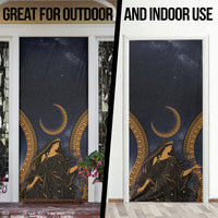 Greek Mythology Nyx Door Cover Starry Night Classical Art Greek Key Pattern