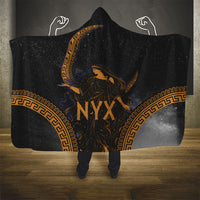 Greek Mythology Nyx Hooded Blanket Starry Night Classical Art Greek Key Pattern